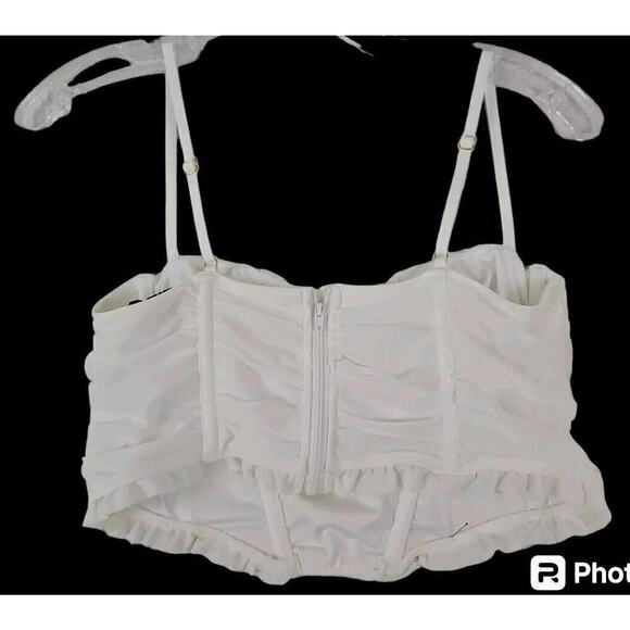 TicToc White Nylon Bra Bralette Bustier Corset Size M Crop Top. - Picture 3 of 9